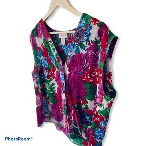 Victoria’s Secret Floral Sheer Chiffon Blouse 90s